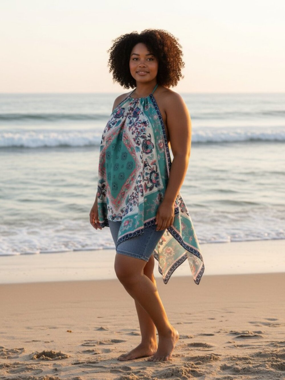 New With Tags: Skies Are Blue, Floral Sleeveless Decorative Halter Blouse